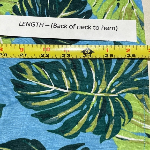 Draper James  Women Linen Midi Dress Blue Monstera XXL Babydoll Square Neck Y2K - Picture 11 of 12